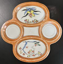Vintage Hand Painted Snack Serving Tray. Floral Fruit Pattern. Used. Orange picture