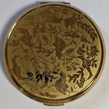 Vintage Stratton of London Floral Gold Tone Compact Mirror picture