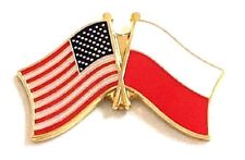 Patriotic Friendship Flag Pin Poland USA America NATO War Allies Polish Europe picture