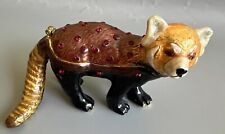 Work Of Art TM Enameled Bronze Ruby Red Crystals Red Fox 'RED Panda Trinket Box picture