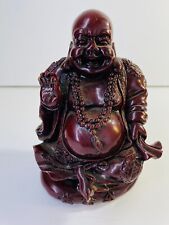 Good Fortune Laughing Buddha Statue 6” X 4” Inch Red Heavy Has Chipped Marks picture