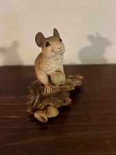 Vintage 1988 Castagna Mouse on Log with Acorns Made in Italy 3.5