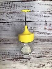 Vintage Gemco Food Nut Chopper Stainless Steel Blades Glass Yellow Retro Kitchen picture