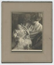 Antique Circa 1900s Cardboard Framed Photo Beautiful Loving Mother And Baby picture