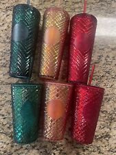 Starbucks Jeweled Collection 24/16oz Red, Green and Peach Rose Gold Tumblers picture