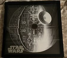 RARE STAR WARS DEATH STAR SHADOW BOX SILVER & BLACK BACKGROUND BY ARTISSIMO picture