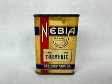 Antique Nebia Turmeric Spice Tin Grainger Bros. Co. Lincoln Nebraska Paper Wrap picture