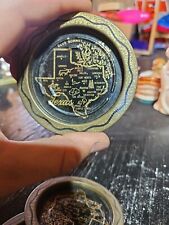 6 Vintage souvenir tin coaster / ashtray  trinket tray State of Texas black gold picture