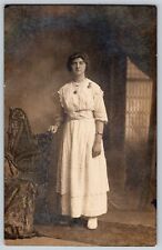 RPPC Postcard~ Woman In White Dress & Nurse's Watch~ Fritz Studio, Reading, PA picture
