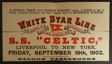S.S. Celtic White Star Line Royal Steamers 1902 Partial Poster (Header Only) picture