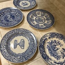 Spode Blue Room Collection Plates, Set of 5, Spode England Blue & White Decor picture
