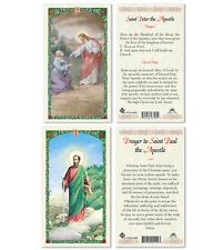 Laminated St. Peter AND St. Paul the Apostles Holy Prayer Card Set Catholic picture