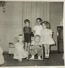 Vintage Photo 1950s Children Party Mid Century Fancy Dresses Toddler Baby 1958 picture