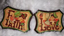 Vintage Homco 1970's Faith and Love Wooden Wall Art Plaque Set picture