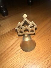 Vintage Small Brass Bell with Cross On Top Of Church picture