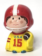 Vintage Boy Football Player Bank USA #15 Red & Yellow Made in Japan Sanrio picture