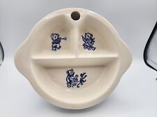 Antique Baby Warming PORCELAIN DIVIDED DISH Excello Flow Blue THREE LITTLE BEARS picture