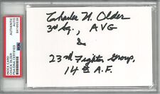 CHARLES OLDER SIGNED INDEX CARD PSA DNA 84165539 WWII ACE 18.25V AVG TIGER picture