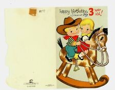 1958 Cute Kids Wooden Rocking Horse Birthday Card Happy American Greetings Used picture