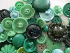 Lot 100 Mixed Assorted GREEN Vintage & New Buttons Perfect For Crafts Bulk picture