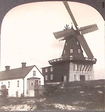 c1900 WISBY SWEDEN WIND POWERED GRIST MILL WINDMILL STEREOVIEW Z1260 picture