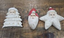  Old World Santa Christmas Ornaments  Ceramic Vintage  Set of 3 picture