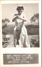 RPPC, 8.5 lb Bass Caught at Rogers Camp, Leesburg FL c1950 Vintage Postcard V51 picture