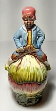 Very Rare MAJOLICA POTTERY TOBACCO JAR  WITH BOY ON MELON.  picture