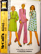 Vintage Year 1974) McCalls 4048 Misses Dress or Top & Pants Size 10 Bust 32-1/2