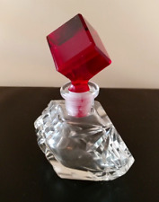 Antique Vintage Perfume Bottle Czech Deco Red Cube Stopper 1920's RARE WOW picture