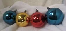Lot of 4 Vintage Bulb USA Ornaments blue gold red - 3.25