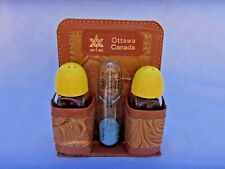1867-1967 OTTAWA CANADA SALT & PEPPER SHAKERS w/ 3 MINUTE TIMER SET IN HOLDER picture