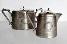 Antique Victorian Silver Fluted Bone Handled Tea Set. Tea Pot & Sugar Bowl. picture