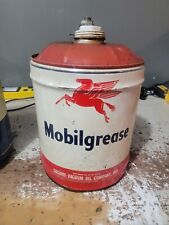 Vintage Mobile Grease Motor Oil Metal 5 Gallon Can Pegasus picture
