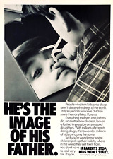 BOY SNORTING COCAINE LIKE FATHER—PARTNERSHIP DRUG-FREE AMERICA—VTG 1986 PRINT AD picture