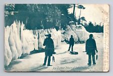 Lake Champlain VT-Vermont, Ice Scene Shore, Antique, Vintage c1907 Postcard picture