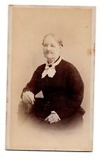 ANTIQUE CDV CIRCA 1880s W. RUSSELL OLD LADY IN DRESS ALBION NEW YORK ALBUM PRINT picture