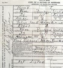 Marriage Record Official Copy 1962 (1919) Wellington Maine Ephemera DWS9A picture