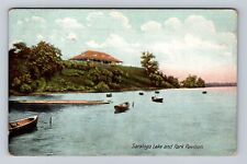 Saratoga NY-New York, Saratoga Lake And Park Pavilion, Antique Vintage Postcard picture