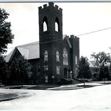 c1950s Monticello, IA RPPC St. Mathews Evangelical Lutheran Church Tower PC A109 picture