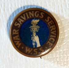 WW1 Antique Pin Button Pinback War Savings Service 'W.S.S.'  Liberty Torch picture