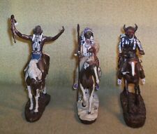 3 DIFFERENT 1993 CHUCK REN METAL INDIAN HORSE SCULPTURES BY HAMILTON COLLECTION picture