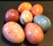 VTG Seven 3-inch Marble Eggs Pink/Rose/Plum/Blue Hues picture