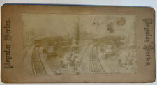Rare 1800’s Elevated Railroad At Chatham Square New York Stereoview Card picture