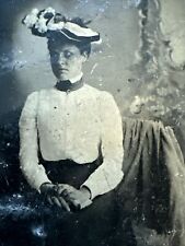 Vintage 1870s Tintype Photograph of Victorian Era Lady Slightly  Distressed picture