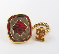 VTG 1992 DECA Red Gold Tone Enamel Member Lapel Pin Badge Chained Number 92 Pin picture