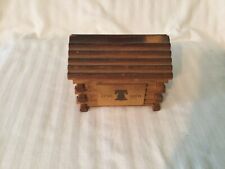 Vintage 1976 Bicentennial Wood Log Cabin Bank Penny w/ Stopper picture