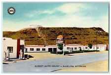 c1940s Sunset Auto Court Roadside Rawlins Wyoming WY Unposted Vintage Postcard picture