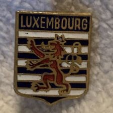 VTG Luxembourg Lapel Pin, Crest Shield Red Lion, Gold Tone Crown, Blue White picture