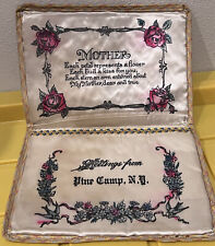 c1940s Greetings From Pine Camp NY New York Silk Satin Bible Cover To Mother WW2 picture